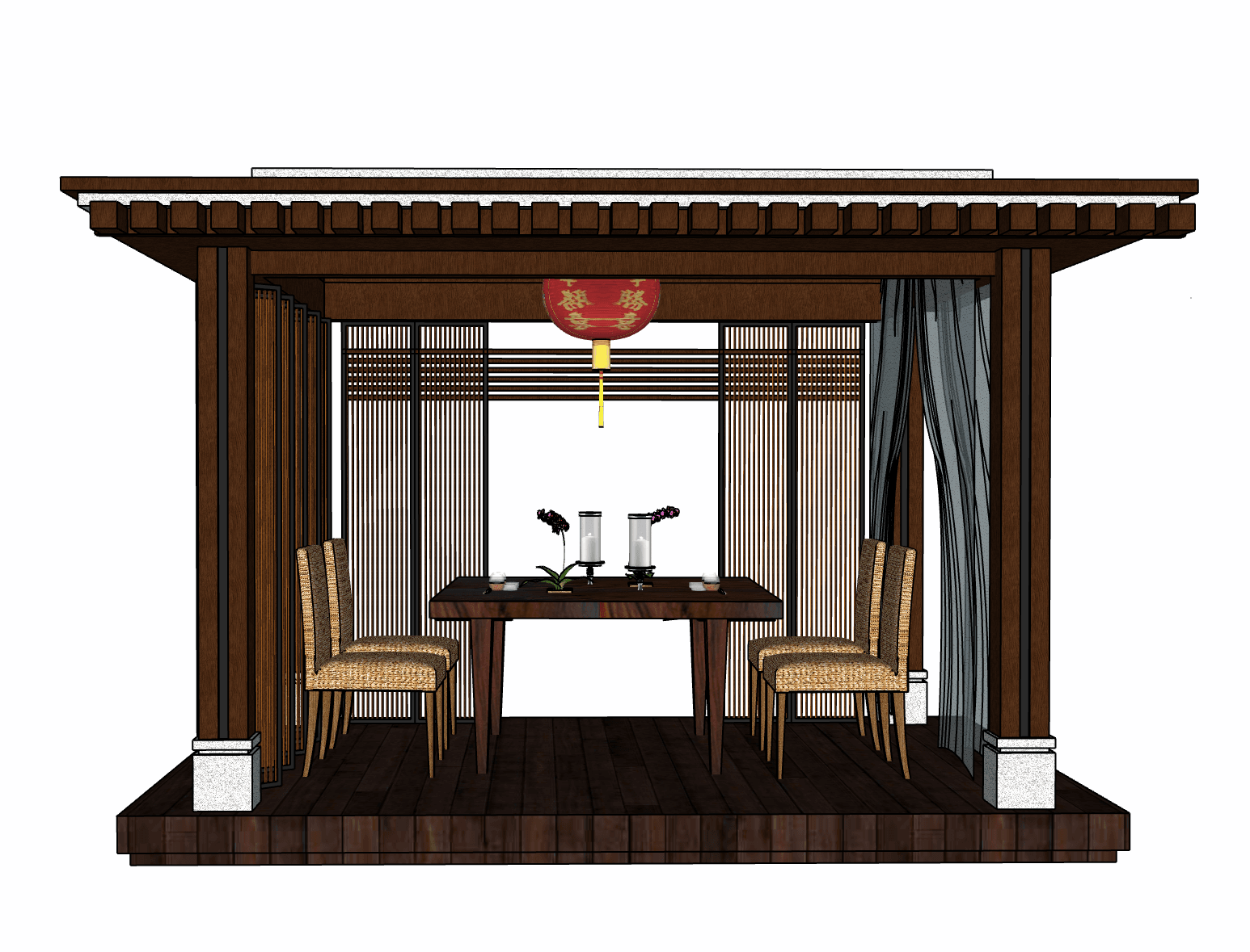 新中式凉亭设计案例|三维|建筑/空间|kaokaoshiwo123_原创作品-站酷ZCOOL